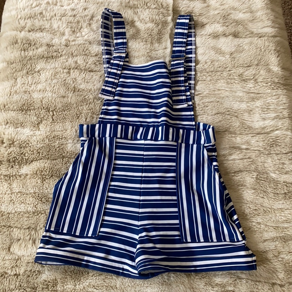 Blackmilk Breton Stripes Overall Shorts Large